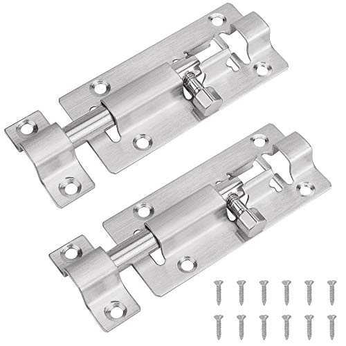INBOF Barrel Bolt, [2 PCS] 3 Inches Slide Latch, Premium Slide Lock for Door, Stainless Steel/Thickened/Brushed Surface/Easy Installation/with Screws, Protect Your Security and Privacy
