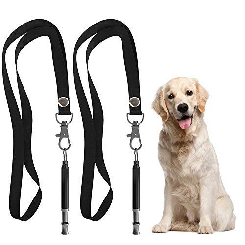 HEHUI Dog Whistle to Stop Barking, Professional Silent Dog Whistle Training，Adjustable Pitch Ultrasonic Dog Whistle Silent Bark Control- 2 Pack Dog Whistle with 2 Free Lanyard Strap
