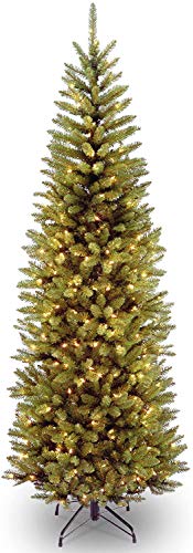 National Tree Company Pre-lit Artificial Christmas Tree | Includes Pre-strung White Lights and Stand | Kingswood Fir Pencil - 7 ft