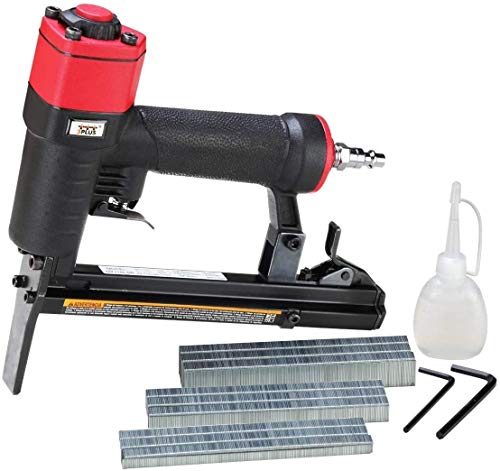 3PLUS H7116LSP-KT 22 Gauge 3/8-Inch Crown Pneumatic Upholstery Stapler with Long Nose, Air Stapler Kit, with 6000 Staples, 1/4-Inch to 5/8-Inch