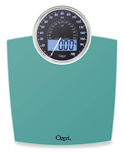 Ozeri Rev 400 lbs (180 kg) Bathroom Scale with Electro-Mechanical Weight Dial and 50 gram Sensor Technology (0.1 lbs / 0.05 kg), Teal Blue