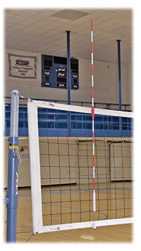 Tandem Sport Official Red & White Volleyball Clamp-On Net Antennas, 1 Pair, Fits 36' & 1 Meter Nets