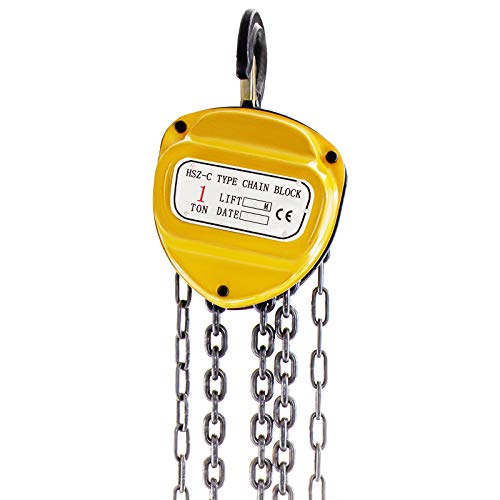 BestEquip Chain Hoist 2200lbs/1ton Chain Block Hoist Manual Chain Hoist 6m/20ft Block Chain Hand Chain Lifting Hoist w/Two Hooks Chain Pulley Tackle Hoist Winch Lifting Pulling Equipment Yellow