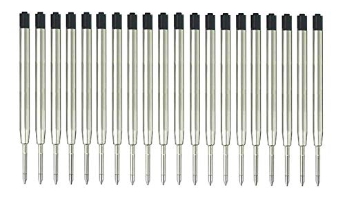 MengRan 3.9'' Ballpoint Pen Refills, Medium Point, Metal Tactical Pen Refill, Black Ink, Pack of 20