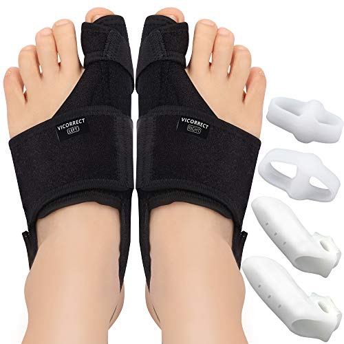 Vicorrect Bunion Corrector & Bunion Toe Separators, Orthopedic Bunion Splint for Big Toe Pain Relief and Toe Straightening, Hallux Valgus Brance for Day/Night Support