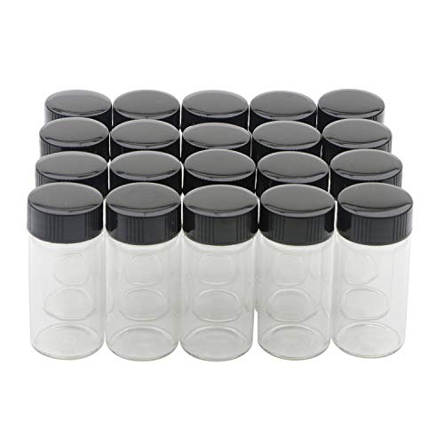 Kesell Clear Glass Sample Vials, Mini Empty Glass Bottles with Screw Cap Capacity 20ml (0.7 Oz), Pack of 20