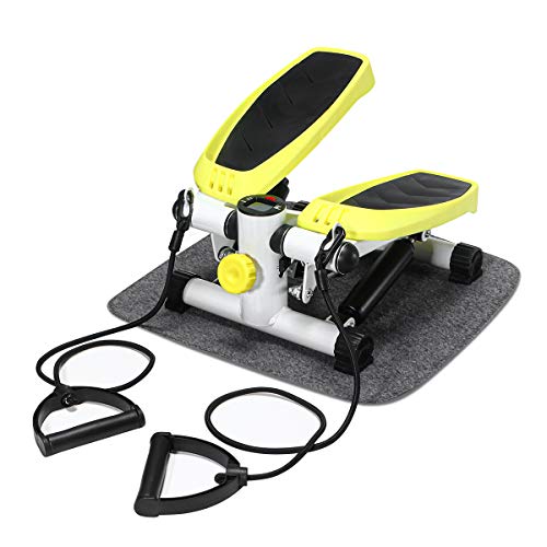 Doufit Stepper for Exercise Machine, ST-02 Mini Stair Step Machine for Home Workout with LCD Monitor & Resistance Bands