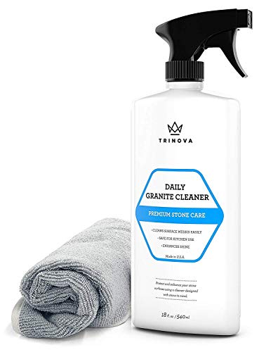 TriNova Granite Cleaner and Polish for Daily Use - Enhances Shine and goes on Streakless - for Countertops, Marble, Stone, Bathroom Tile Kitchen, Islands and More