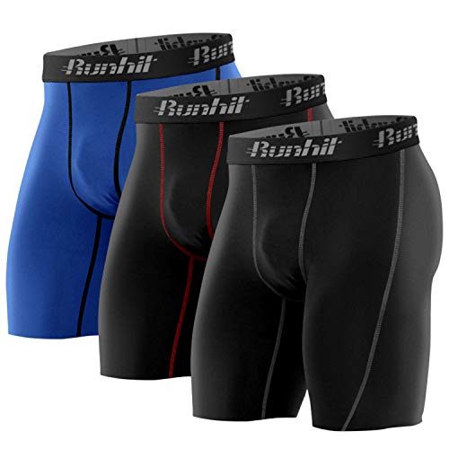 Runhit Men's Compression Shorts(3 Pack), Compression Spandex Yoga Shorts Underwear