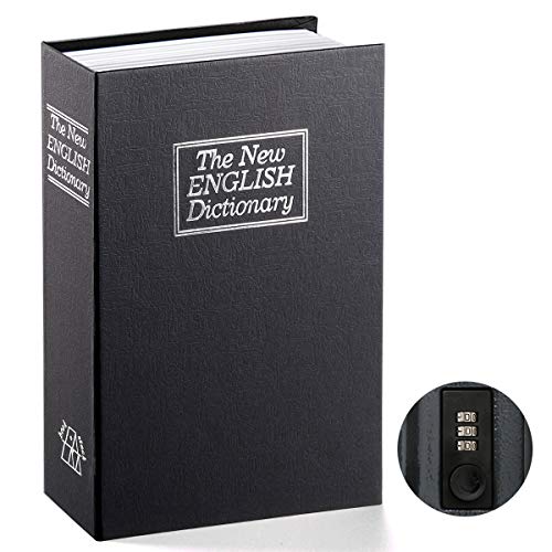 Book Safe with Combination Lock - Jssmst Home Dictionary Diversion Metal Safe Lock Box 2017, SM-BS0402L, black large