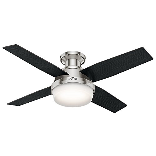 Hunter Fan Company 59243 Hunter Dempsey Indoor Low Profile Ceiling Fan with LED Light and Remote Control, 44', Brushed Nickel