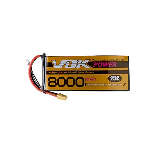 VOK 8000mAh 7.4V 25C 2S Cell Li-Po Battery Pack Hard Case with XT60 Plug for RC Airplane Helicopter FPV RC Vehicles Car Boat Truck