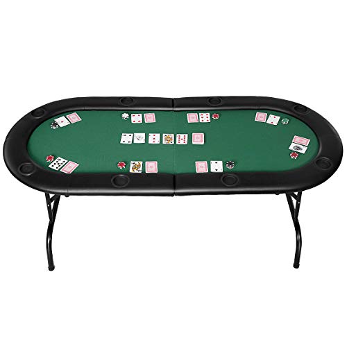 Casart Poker Table Foldable Casino Game Texas 8 Player Poker Table Poker Set
