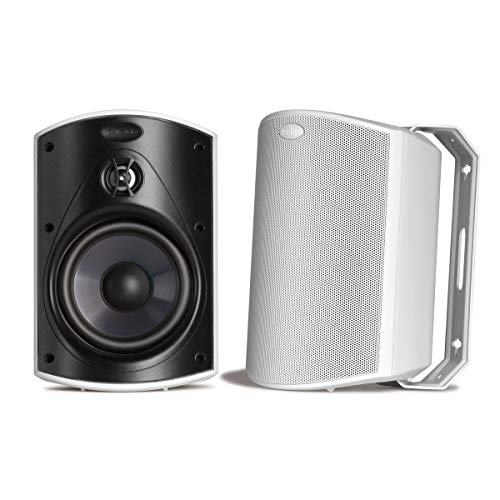 Polk Audio Atrium 5 Outdoor Speakers with Powerful Bass (Pair, White), All-Weather Durability, Broad Sound Coverage, Speed-Lock Mounting System