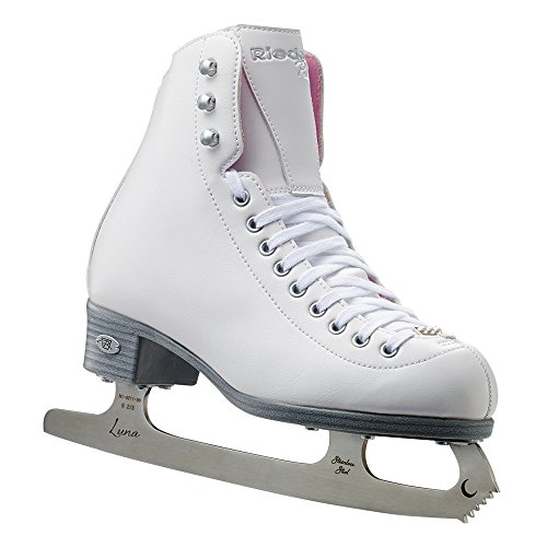 Riedell Skates - 114 Pearl - Women's Recreational Ice Figure Skates with Steel Luna Blade | White | Size 6