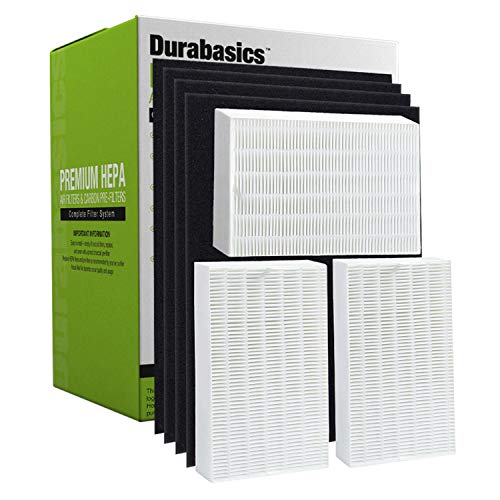 Durabasics HPA300 Compatible HEPA Filter Set | 3 HEPA Filters & 4 Pre-Cut Activated Carbon Pre Filters | Replacements for Honeywell Filter R and Pre-Filter A, HRF-R3, HRF-R2, HRF-R1, HRF-AP1 & HPA 300