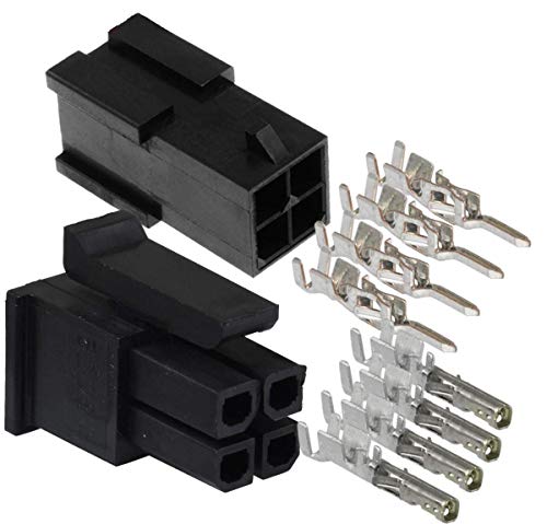 Gratux 4 Pin Connector kit, 3mm Pitch, with Pins, fits for Molex (Pack of 4)