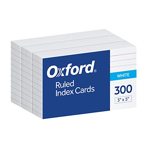 Oxford Ruled Index Cards, 3' x 5', White, 300 pack (10022)