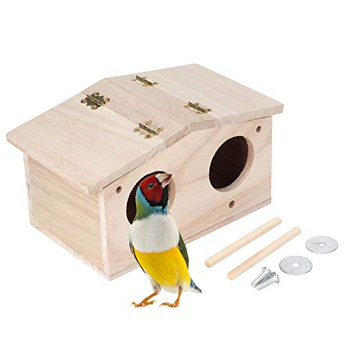 Yuehuam Pet Bird Nests Wooden House Parakeet Breeding Box Cage Birdhouse Accessories for Parrots Swallows Finch Lovebirds Cockatiel Budgie Conure Parrot (9.1x5.1x4.9Inch)
