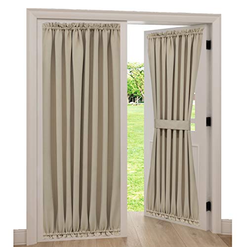 Spring Garden Home Blackout Curtain Panels for French Doors Patio Door Curtain Panels Privacy Protect Thermal Insulated Curtains Window Drapery, 1 Piece, 54 inch Wide by 72 inch Long, Warm Beige