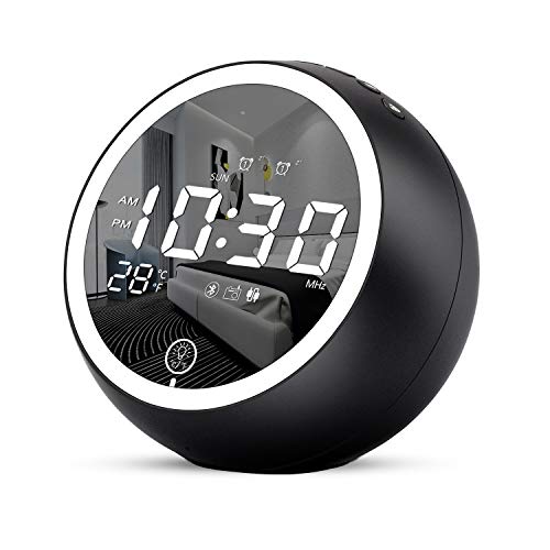 Uplift Alarm Clock Radio,Bluetooth V5.0,Hi-Fi Speaker,Dual Alarms with Snooze,Digital Display with dimmer,Dual USB Output Ports,FM Radio with Sleep Timer,Night Light,Clock for bededrooms