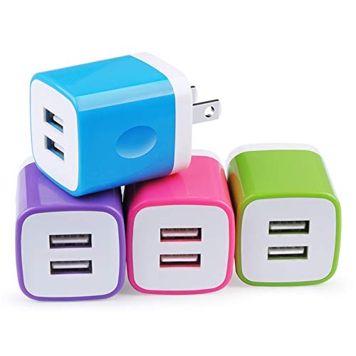 Charging Block Brick, USB Plug, NonoUV 4Pack Dual Port USB Wall Charger Travel Adapter Box Compatible with iPhone 11 Pro Max XR XS X 8 7 6 6S Plus, iPad, Samsung Galaxy S20 S10 S9 S8 Note 10 9 8 A50