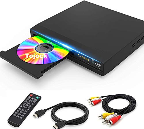 DVD Player with HDMI AV Output, DVD Player for TV, Contain HD with Coaxial Output/ AV Cable/ Remote Control/ USB Input, Region Free Home DVD Players, Tojock