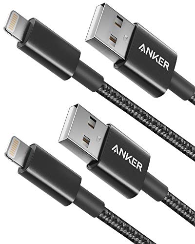 iPhone Charger Cable Anker 6ft Premium Nylon Lightning Cable [2-Pack], MFi Certified for iPhone Chargers, iPhone SE/Xs/XS Max/XR/X / 8 Plus / 7/6 Plus, iPad Pro Air 2, and More(Black)