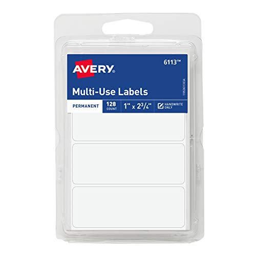 Avery 6113 All-Purpose Labels, 1 x 2.75 Inches, White, Pack of 128