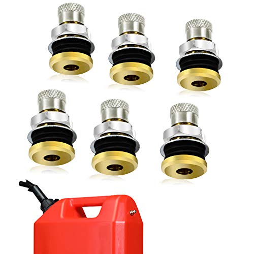 Fuel Gas Can Vent Caps, 6 Pack Stainless Steel Can Replacement Kit, Vent Plug Gas Jug Vent Caps for Gas Fuel Water Can Jug to Allow Faster Flowing