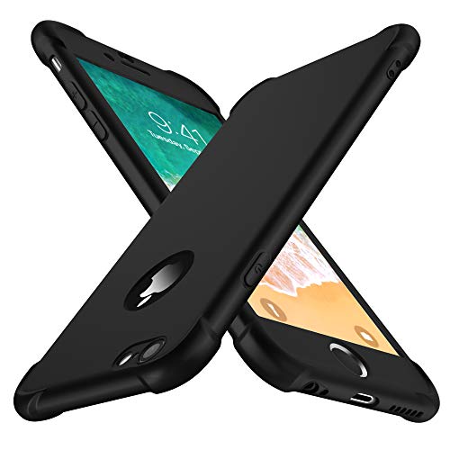 iPhone 6S Plus Case, ORETech iPhone 6 Plus/6S Plus Case with [2 x Tempered Glass Screen Protector] 360° Shockproof Protective Hard PC Soft TPU Silicone Cover for iPhone 6 Plus/6s Plus - 5.5'' Black