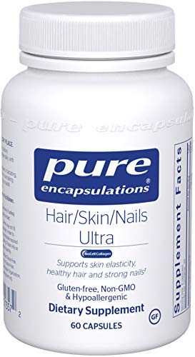 Pure Encapsulations - Hair/Skin/Nails Ultra - Hypoallergenic Supplement Supports Skin Elasticity, Hydration, Hair, and Nails - 60 Capsules
