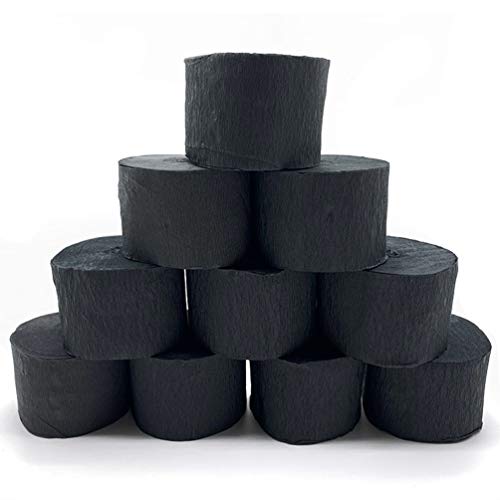 Crepe Paper Streamer,Party Supplies, 10 Rolls Crepe Paper Streamers for Wedding Ceremony Various Large Festivals Halloween Christmas Decoration - Item Size: 1.8 Inch × 82 Feet (Black, 82 Feet)