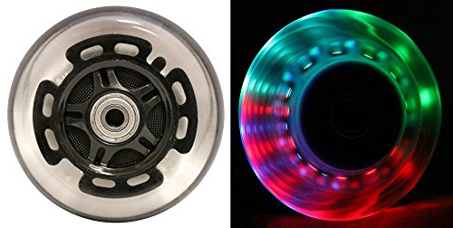 L.E.D. Scooter Wheels With Abec 9 Bearings for Razor Scooters 100mm Light Up Black 2-pack