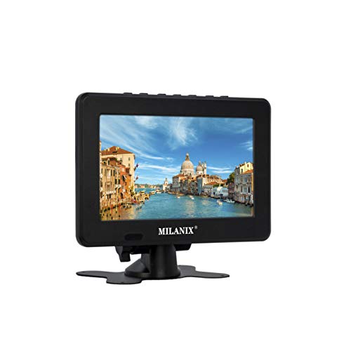 Milanix Upgraded 7' Portable Widescreen LCD TV with Two Way Stand, Detachable Antenna, USB/SD Card Slot, Built in Digital Tuner, FM, and AV Inputs