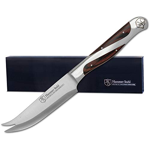 Hammer Stahl Bar Knife - German High Carbon Steel - Garnish and Citrus Knife with Ergonomic Quad-Tang Pakkawood Handle - Great for Bartenders