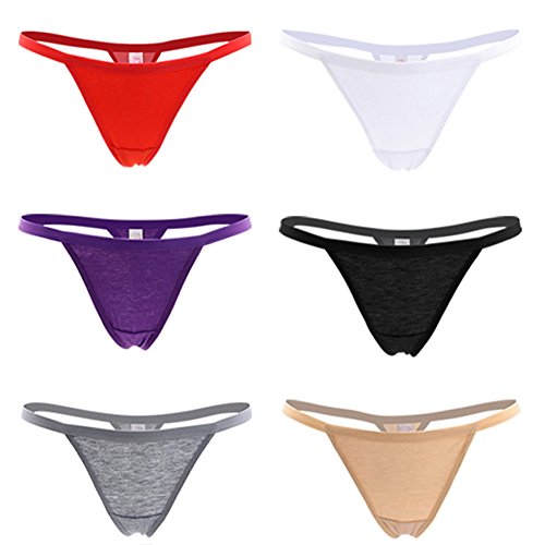 Closecret Women’s Panties Cotton Thongs Pack of 6pcs G-String(Large - X-Large, Multicoloured)