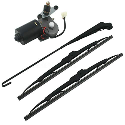 Luixxuer Electric UTV Windshield Wiper Kit, with 12V Motor Fit for Polaris Ranger RZR 900 1000 Universal Windshield Wiper Arm, 16/18in Wiper Blade Kit and Motor 12V with 90 Degree Wipe