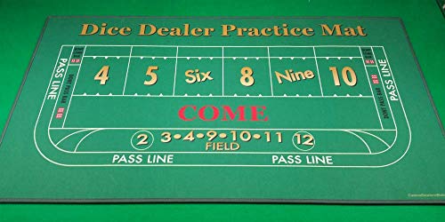 Dice Dealer Practice Mat - Premium Quality - Roll-up Mat is 28' x 52' - Made of 100% Non-Woven Polyester - Smooth Felt-Like Feel (No Lint Fuzz) - Skid-Resistant Urethane Backing - Strong Vinyl Trim !!