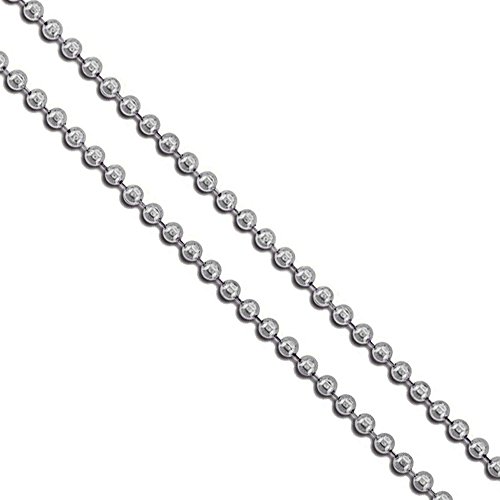 Stainless Steel Military Ball Bead Chain 2mm Dog Tag Link Pallini Necklace 24'