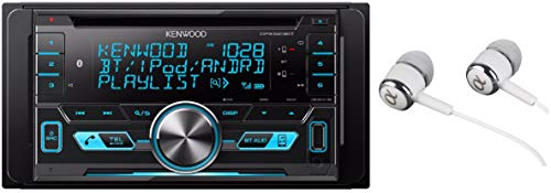 Kenwood Double-DIN In-Dash CD/MP3/USB Bluetooth AM/FM Car Stereo Receiver High Resolution Audio Compatibility Pandora/iHeart Radio/Spotify/iPhone and Android App Ready with ALPHASONIK EARBUDS