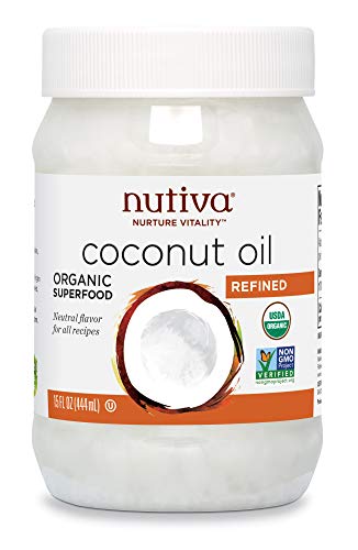 Nutiva Organic, Steam Refined Coconut Oil from non-GMO, Sustainably Farmed Coconuts, 15 Fl Oz (Pack of 1)