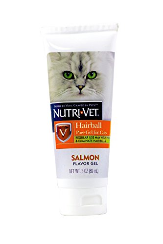 Nutri-Vet Cat Hairball Support Paw Gel | Hairball Remedy for Cats | Tasty Salmon Flavor | 3 Ounce Tube