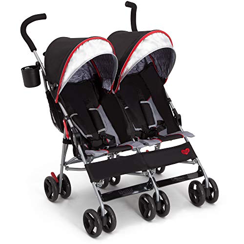 Delta Children LX Plus Side x Side Double Stroller, Red Triangle