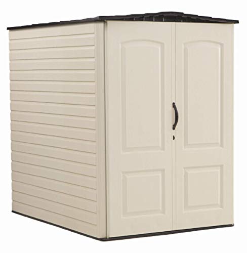 Rubbermaid Large Vertical Resin Weather Resistant Outdoor Garden Storage Shed, 5x6 Feet, Sandstone