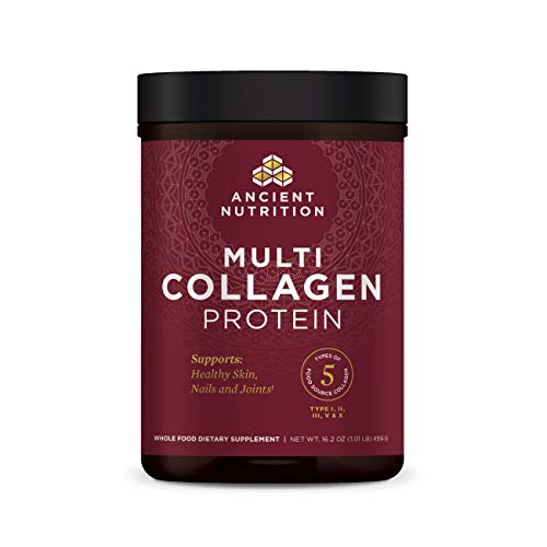 Ancient Nutrition Multi Collagen Protein Powder - Pure, Formulated by Dr. Josh Axe, 5 Types of Food Sourced Collagen Peptides, Supports Joints, Skin and Nails, Made Without Gluten & Dairy, 16.2 oz