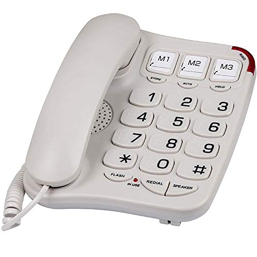 Blue Donuts BD-403BWHT Big Button Phone for Seniors – Visually Impaired Phones for Elderly, Landline Phones for Home, Braille