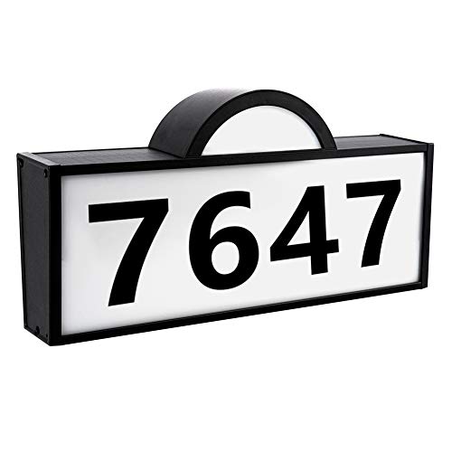 ROTTOGOON Solar Powered Address Numbers Signs, White/Warm Light Illuminated House Numbers Plaque, IP65 Waterproof LED Lighted Outdoor Solar Address Sign for Home Yard Garden Street Mail Box