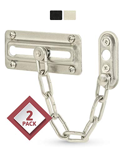Jack N’ Drill Chain Door Guard - 2 Pack Chain Door Lock for Home Security, Sturdy and Rust-Resistant Steel Chain Locks for Inside Door and Extra Front Door Lock, 100% Child Safe and Pet Friendly