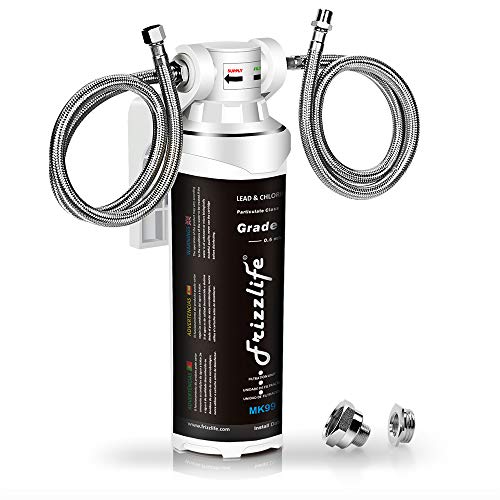 Frizzlife Under Sink Water Filter System-High Capacity Direct Connect Under Counter Drinking Water Filtration System-0.5 Micron Quick Change Removes 99.99% Lead, Chlorine, Bad Taste & Odor.